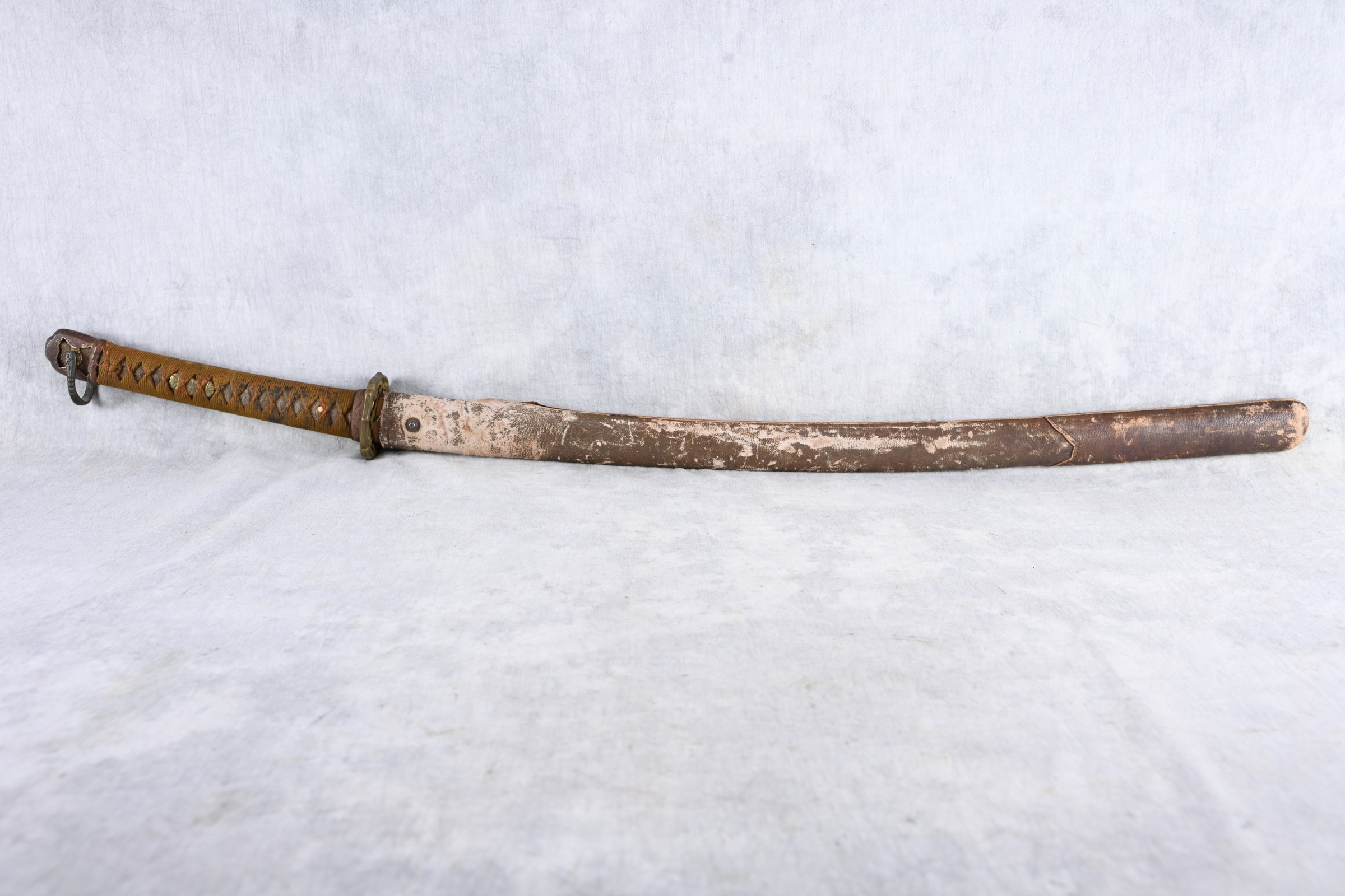 WWII Japanese Army Officer Sword Machine Made Signed Tang With Scabbard-img-0